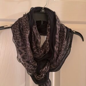 Beautiful Long Scarf/Wrap, Leopard Print & Black, Pin Not Included